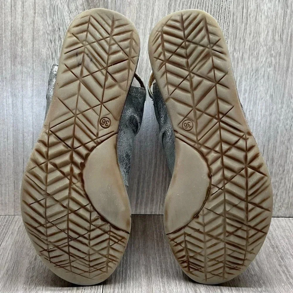 Miz Mooz Sandals Womens 36 US 5.5-6 Fallon Metallic Slingback Gladiator Silver - Picture 10 of 12